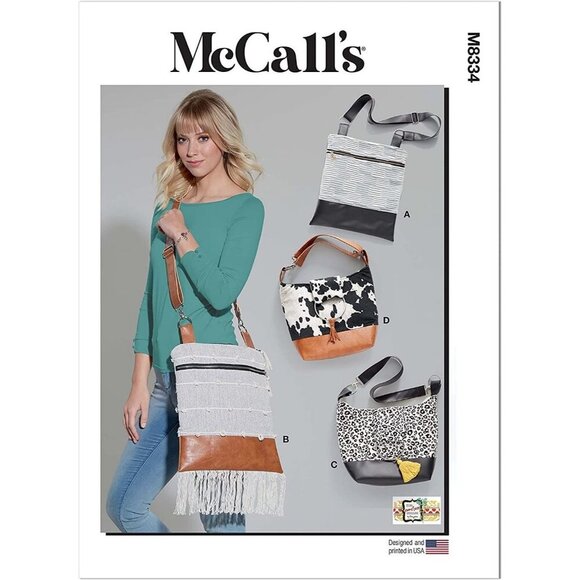 McCalls Sewing Pattern 8334 Crossbody Bags Tiny Seamstress Designs - Picture 1 of 8